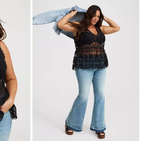 NWT TORRID BLACK V LACE TANK - Picture 8 of 8